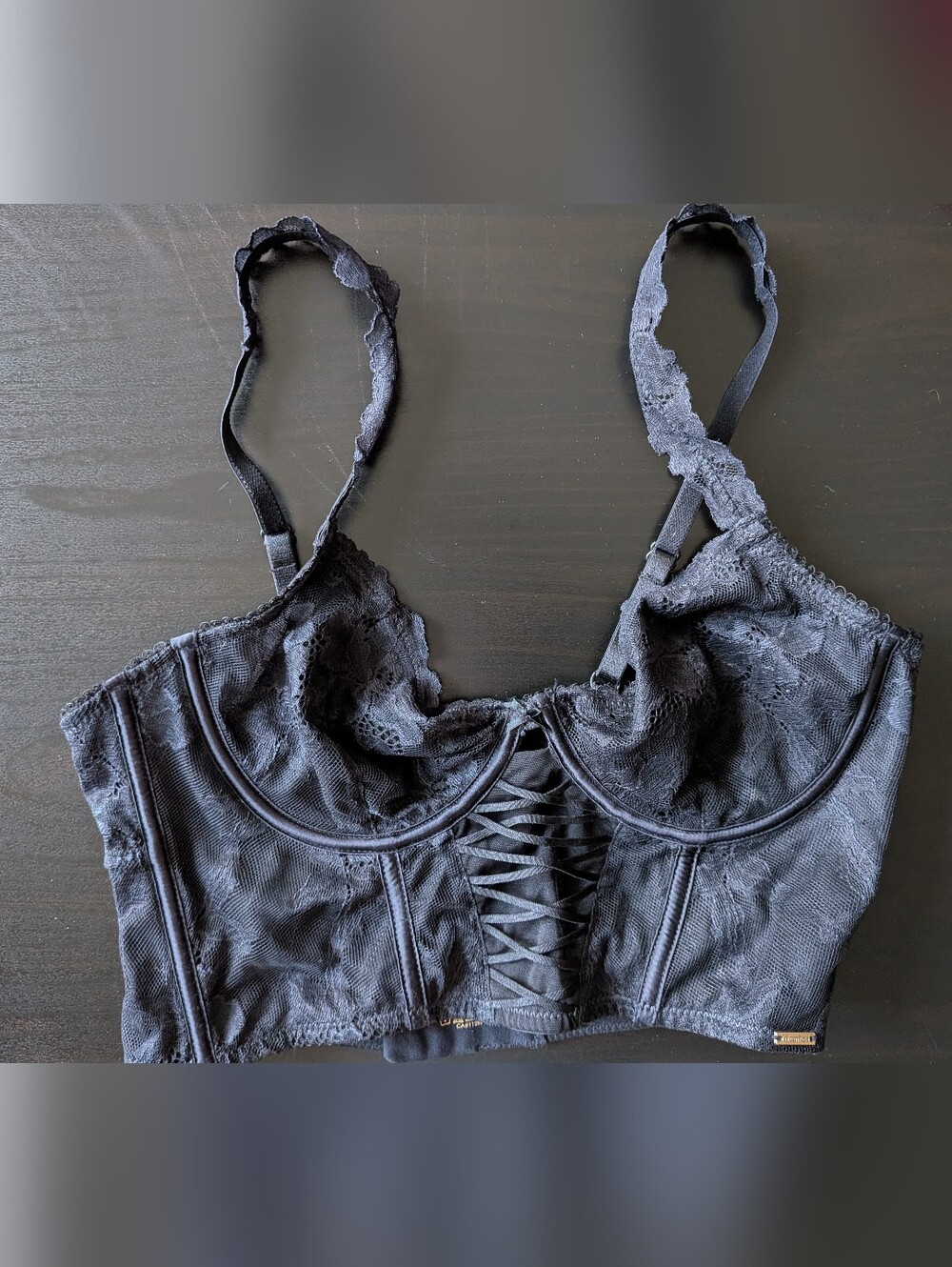 ⭐ Lace Corset Longline Bralette in Black